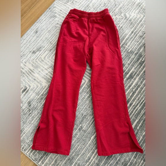 Daily Drills Pants - Daily drills wide leg red sweats with slit